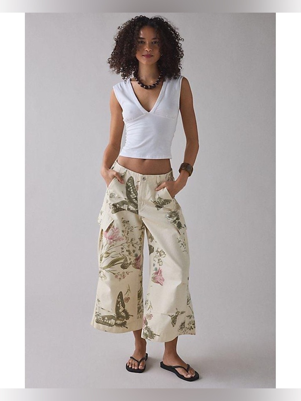 NWT BDG A Cut Above Cropped Wide Leg Pants ~Floral~